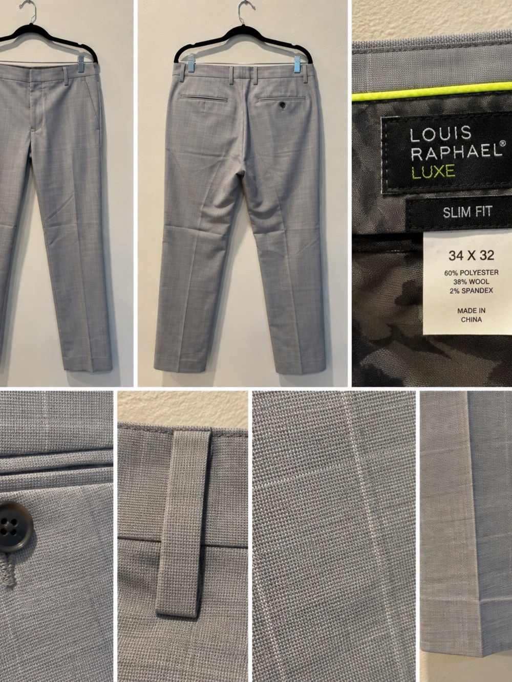 Louis Raphael Slim Fit Light Gray Dress Pants - Men's